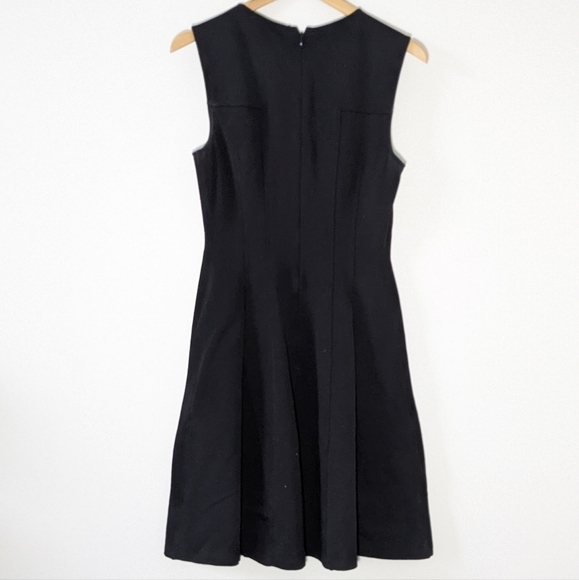 Theory Modern Tea Dress Fit Flare Highneck Black Summer Pique 2 Mini Size 6 - Picture 10 of 14